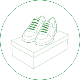 Illustrazione di scarpe FinnComfort riposte sopra una scatola da calzature.