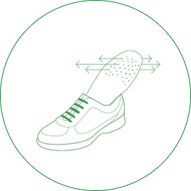 Illustrazione di una scarpa FinnComfort con plantare estraibile e traspirante